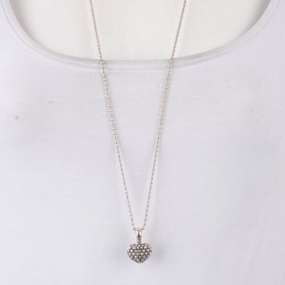 LAGOS CAVIAR BEADED STERLING SILVER 925 HEART PENDANT NECKLACE - Picture 7 of 7